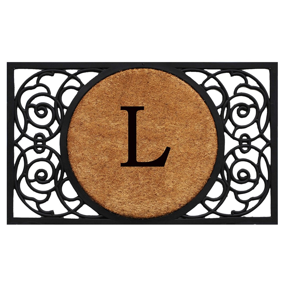 Armada Circle Monogram Doormat 18x30 Personalized Letter L Welcome Mat