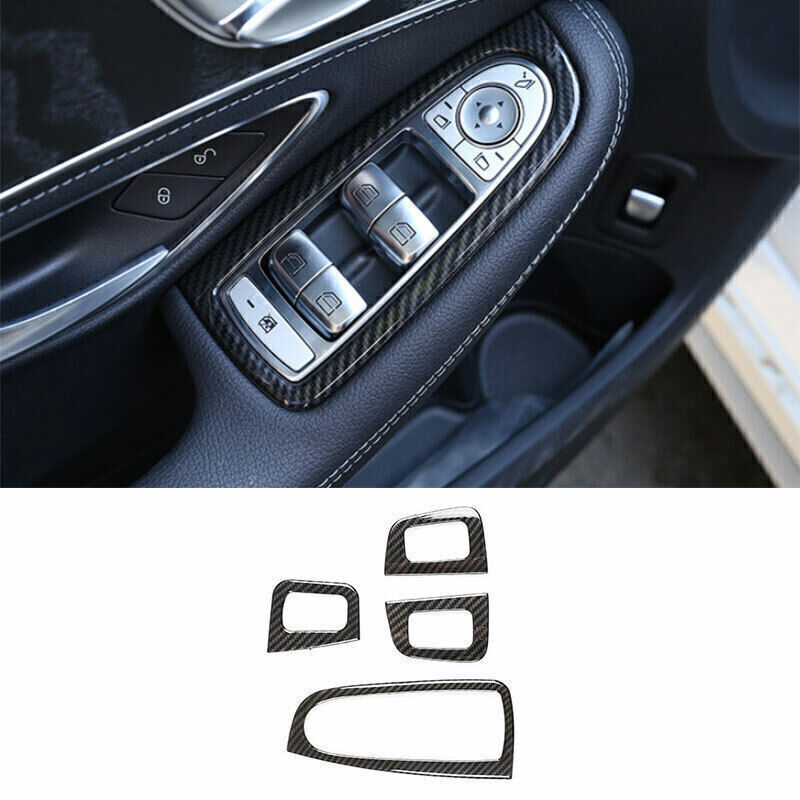 Carbon Fiber Window Lift Lock Switch Panel Trim For Benz GLC 250 300 2016-2022