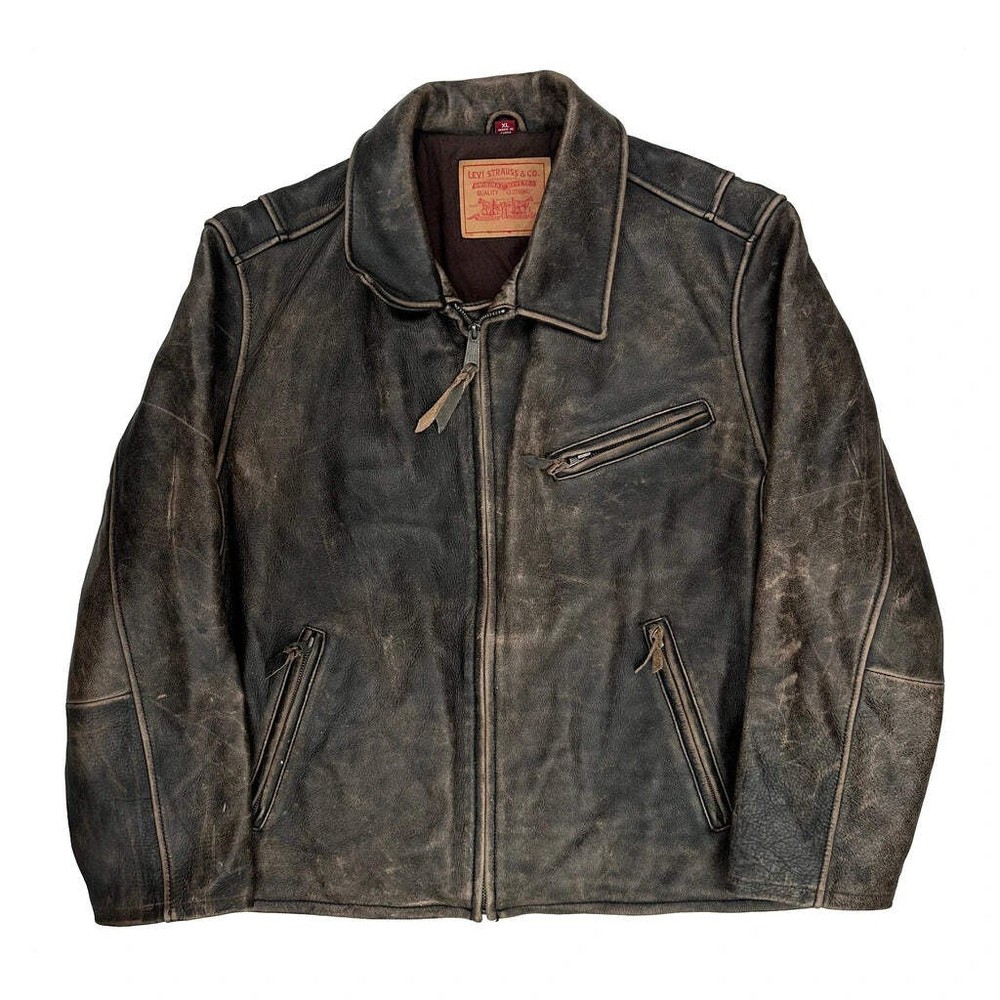 Levis Leather Jacket - XL Black Leather