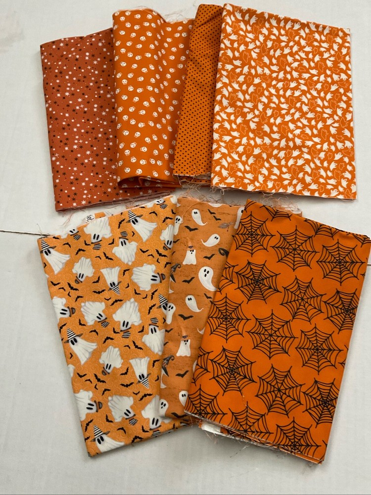 Halloween Quilting Fabric Lot - 7 Moda Blake Henry Glass Prints - .5 Yard Each