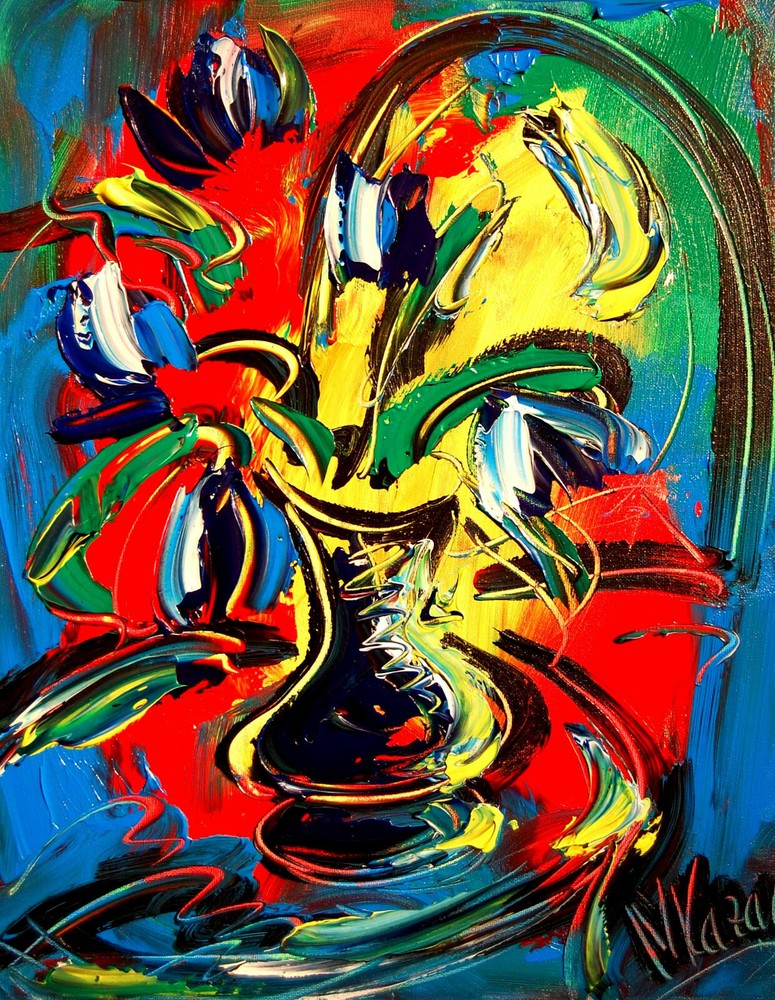 FLORAL FANTASY MODERN PAINTING  IMPRESSIONIST CANVAS ORIGINAL OIL CANVAS G55frGH