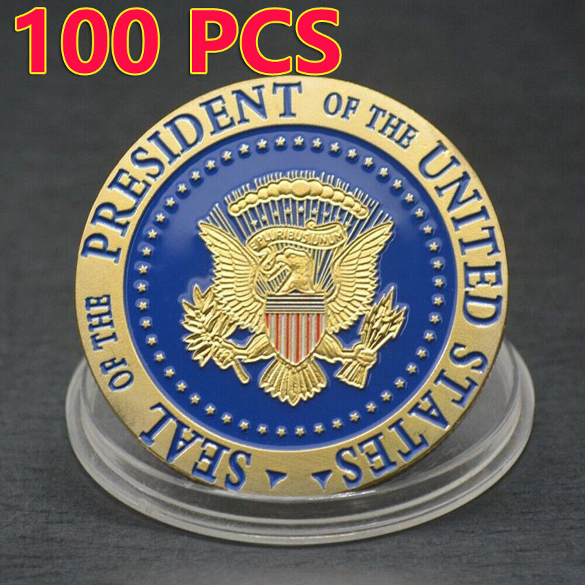 100PCS Gold 2024 President Donald Trump Save America Again Commemorative Coin