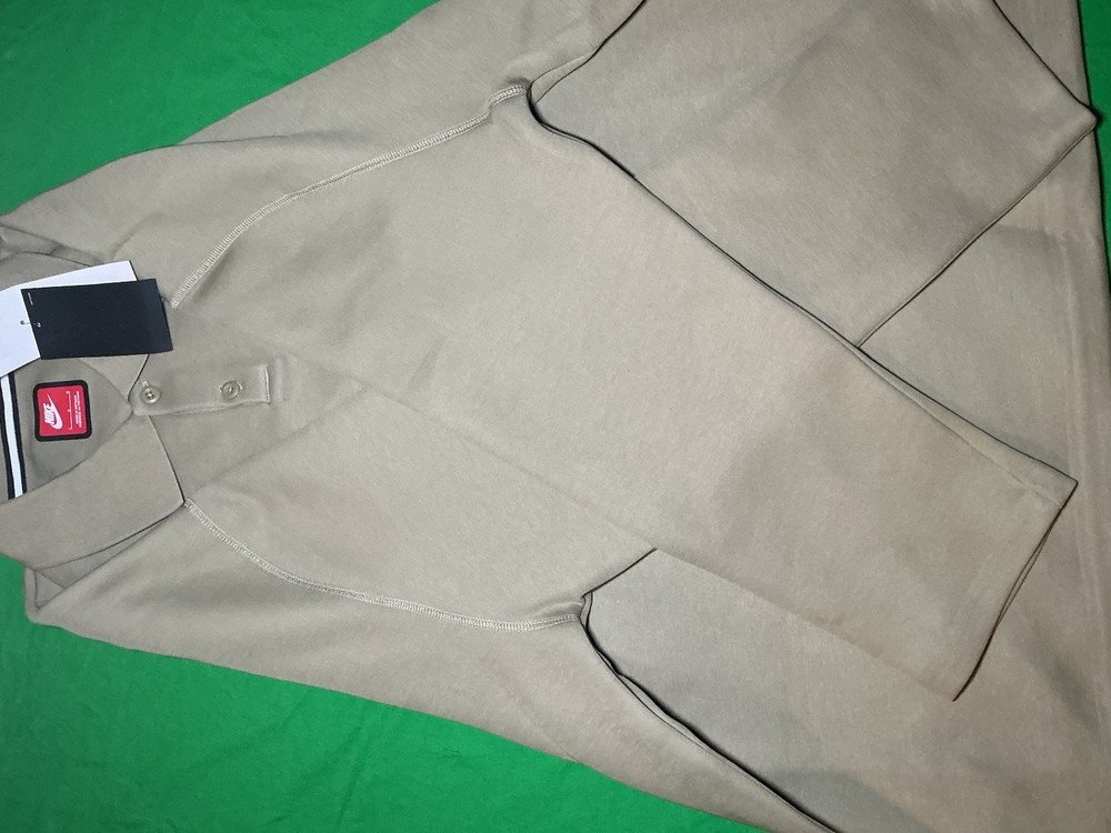 Nike Tech Fleece Reimagined Polo Mens Large Long Sleeve Olive FZ7570-276 New