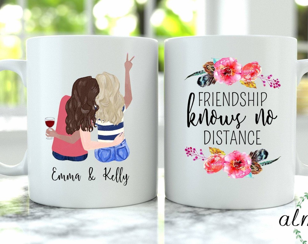 Custom Friendship Mug Pick Your Hair Color Etc Friendship Knows No Distance Pers