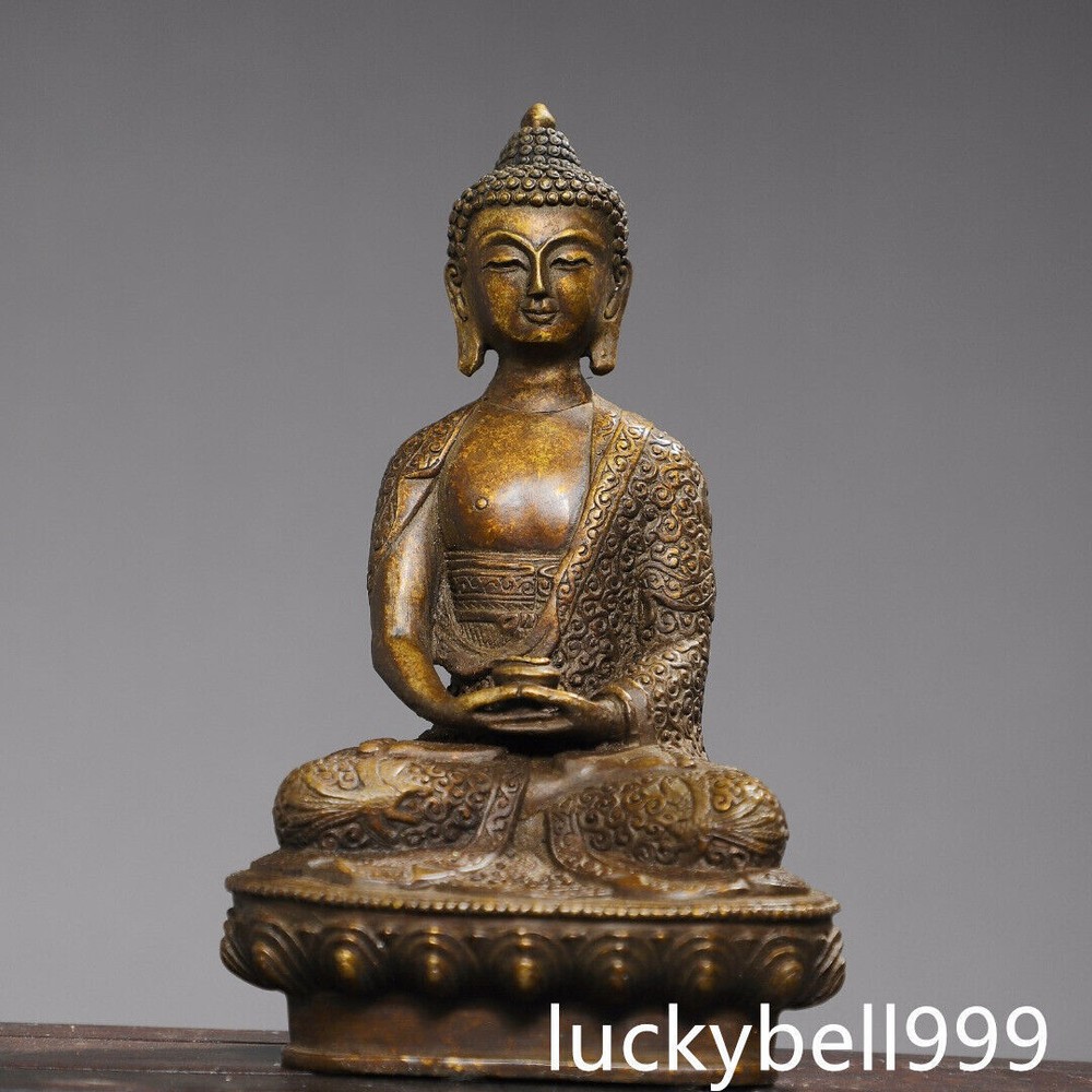 8.3 Antique Tibetan Bronze Gilt Shakyamuni Buddha Temple Statue