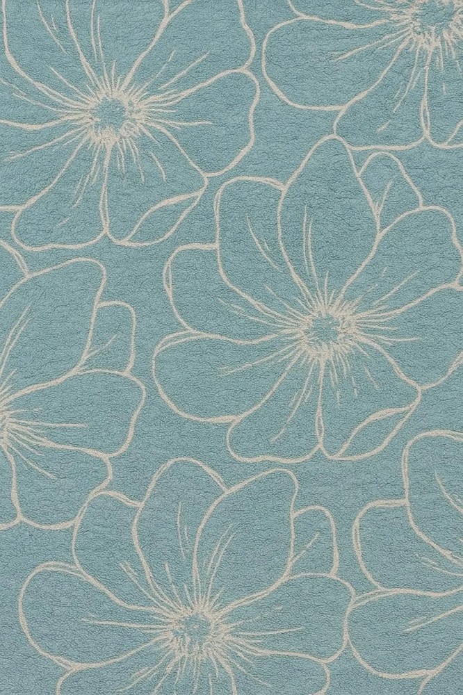 Hand-Tufted Sky Blue Floral Rug – Modern Botanical Area Carpet for Living Room