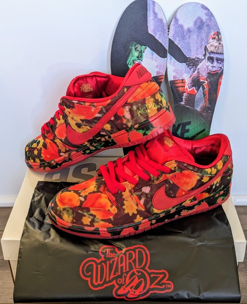 Men's US Size 13 - Wizard of Oz x Nike SB Dunk Low 'Poppy Field' FZ1291-600, New