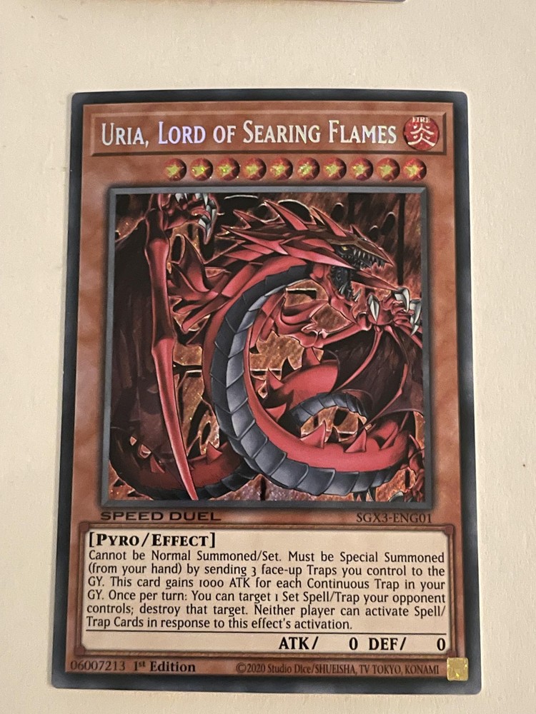 Uria Lord of Searing Flames Secret Rare Speed Duel GX Yugioh SGX3-ENG01