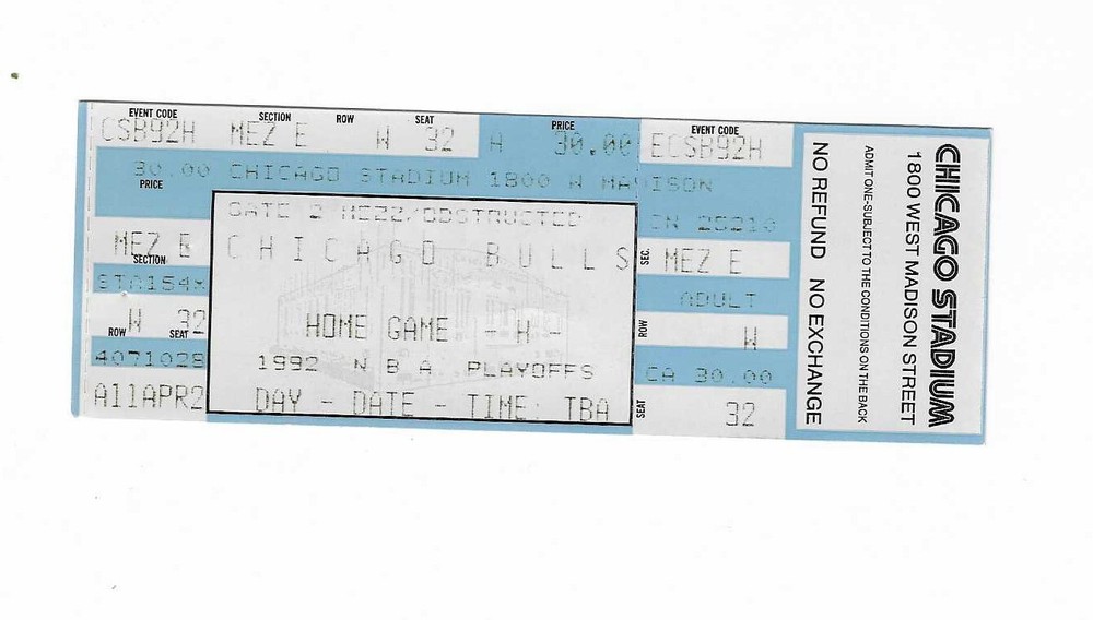 Chicago Bulls vs Cleveland Cavaliers Unused Playoff Ticket from 5/21/1992