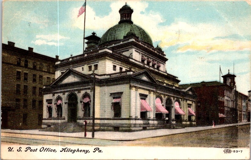 Allegheny Pennsylvania U.S. Post Office Vintage Postcard                   18495