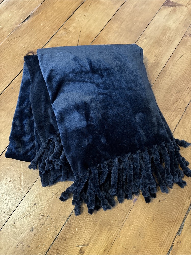 Nordstrom Bliss Plush Navy Throw Blanket 50x60