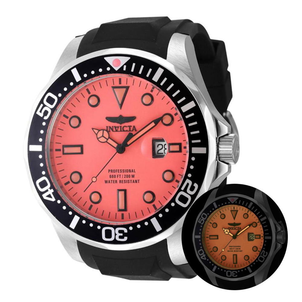 Invicta Mega Pro Diver 60mm Mens Pink Lume Quartz Watch 48033 Rare