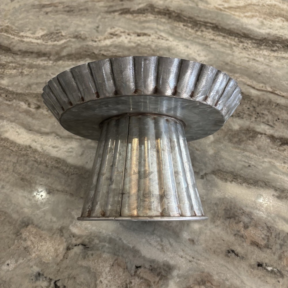 Galvanized Metal Cake Stand Riser Tier Tray Farmhouse Baking Decor Country