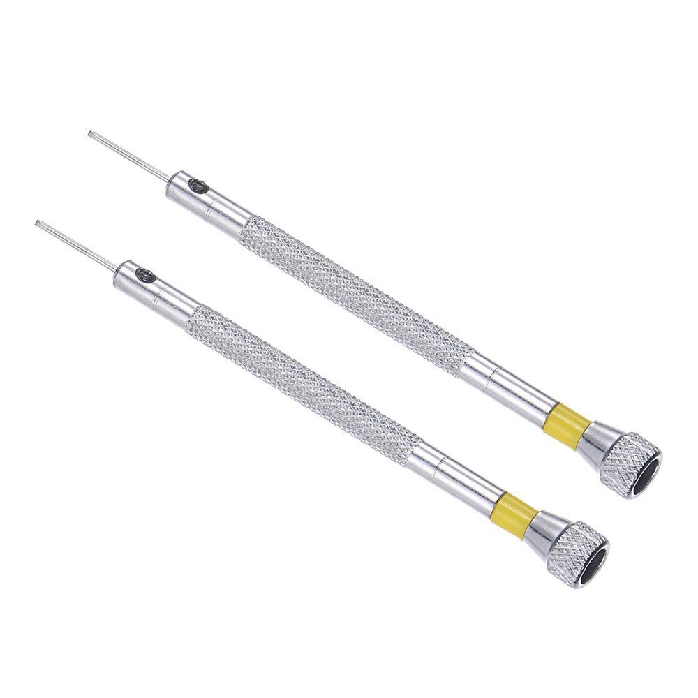 2pcs 0.8mm x 90mm Small Slotted Screwdriver with Anti-Slip Handle