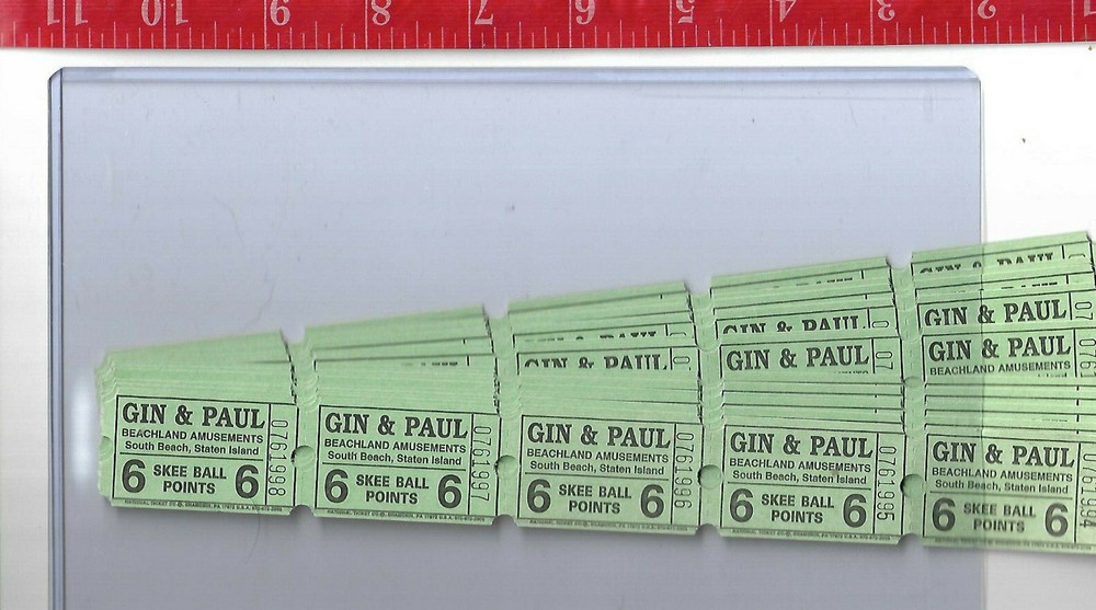 Vintage Lot 100 Skee Ball tickets Beachland Amusements Staten Island New York