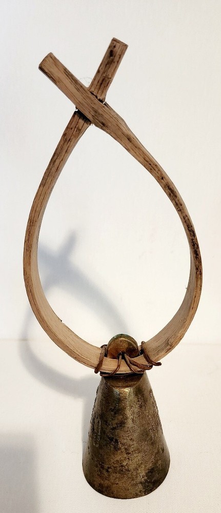 Antique 1900s Primitive Sheep Goat Bent Wood Collar Metal Yoke Bell