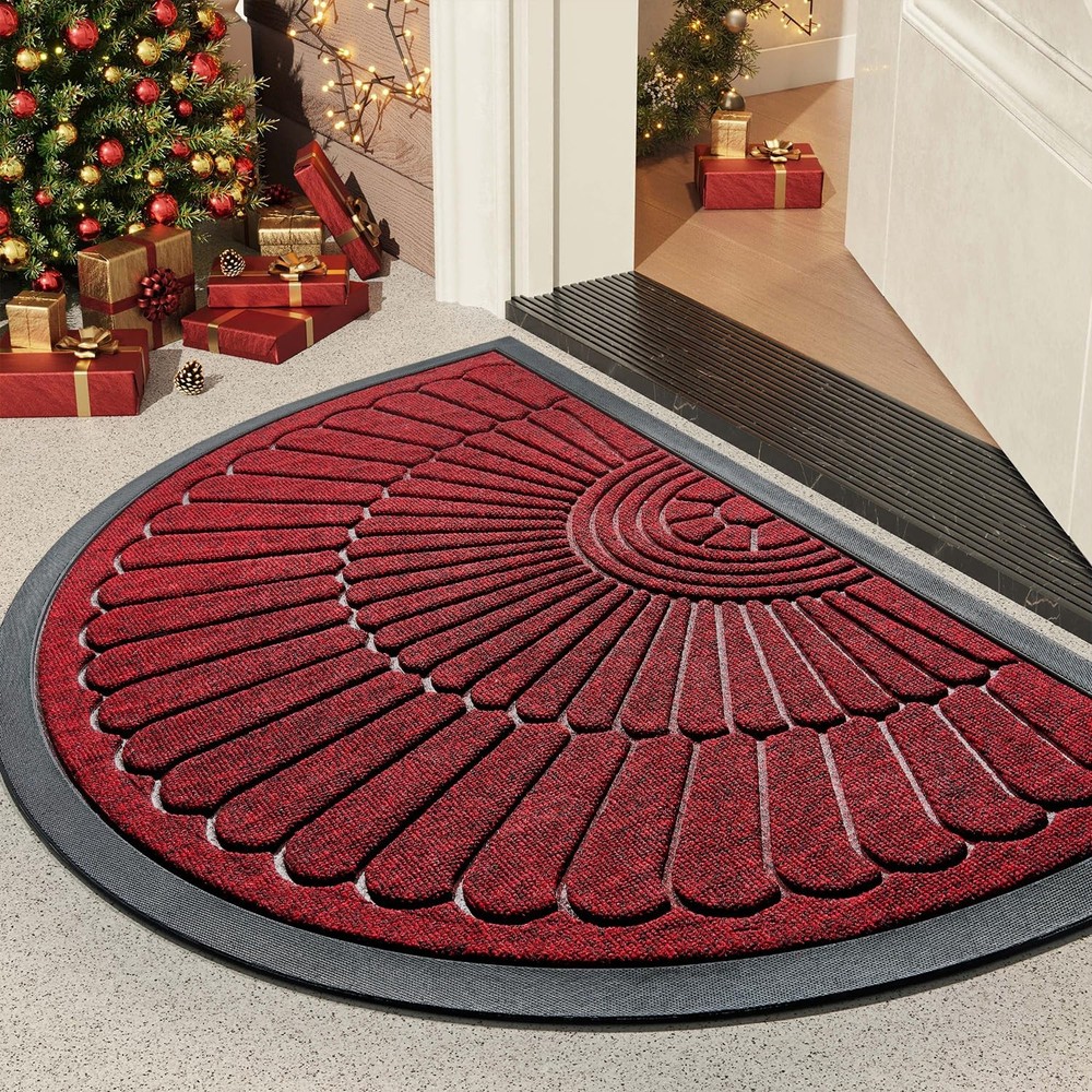Door Mat Outdoor Indoor Entrance Doormat-Semicircular Durable Rubber Non Slip...
