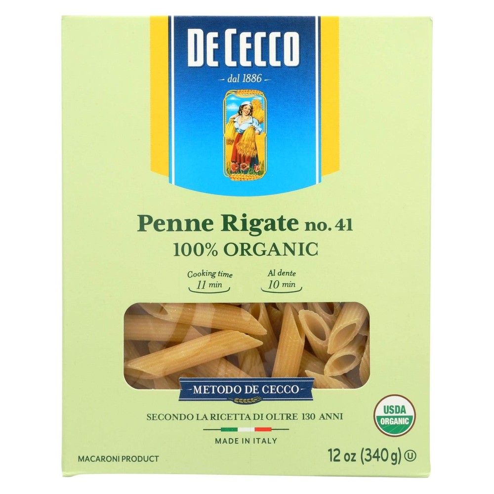 De Cecco Organic Penne Rigate Pasta, 12 Ounce - 12 per case.12