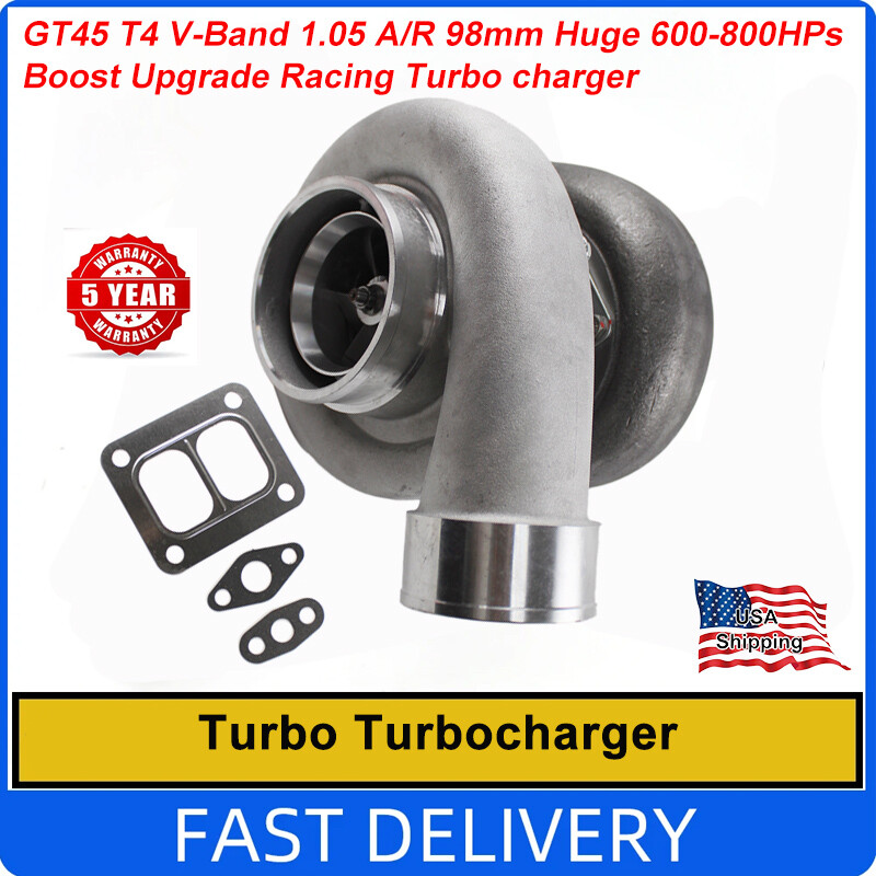 Upgrade Racing Turbocharger GT45 T4 V-Band 1.05 A/R 98mm Huge 600-800HPs Boost