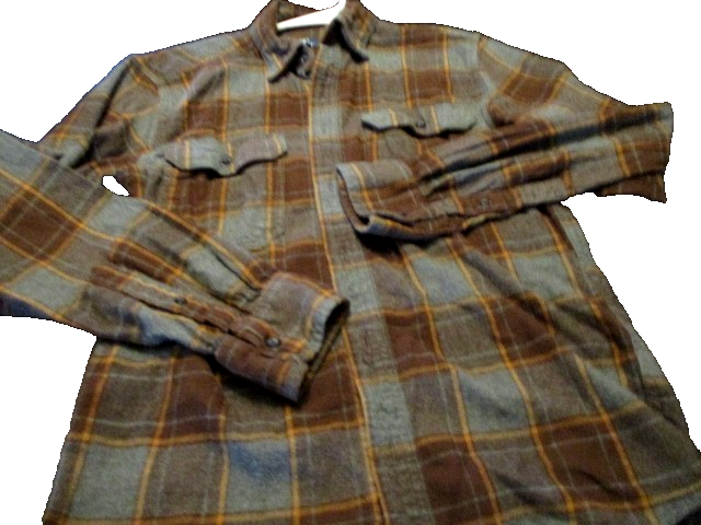 George Flannel Shirt Gray Plaid Super Soft Outdoors Pockets Mens Size XS