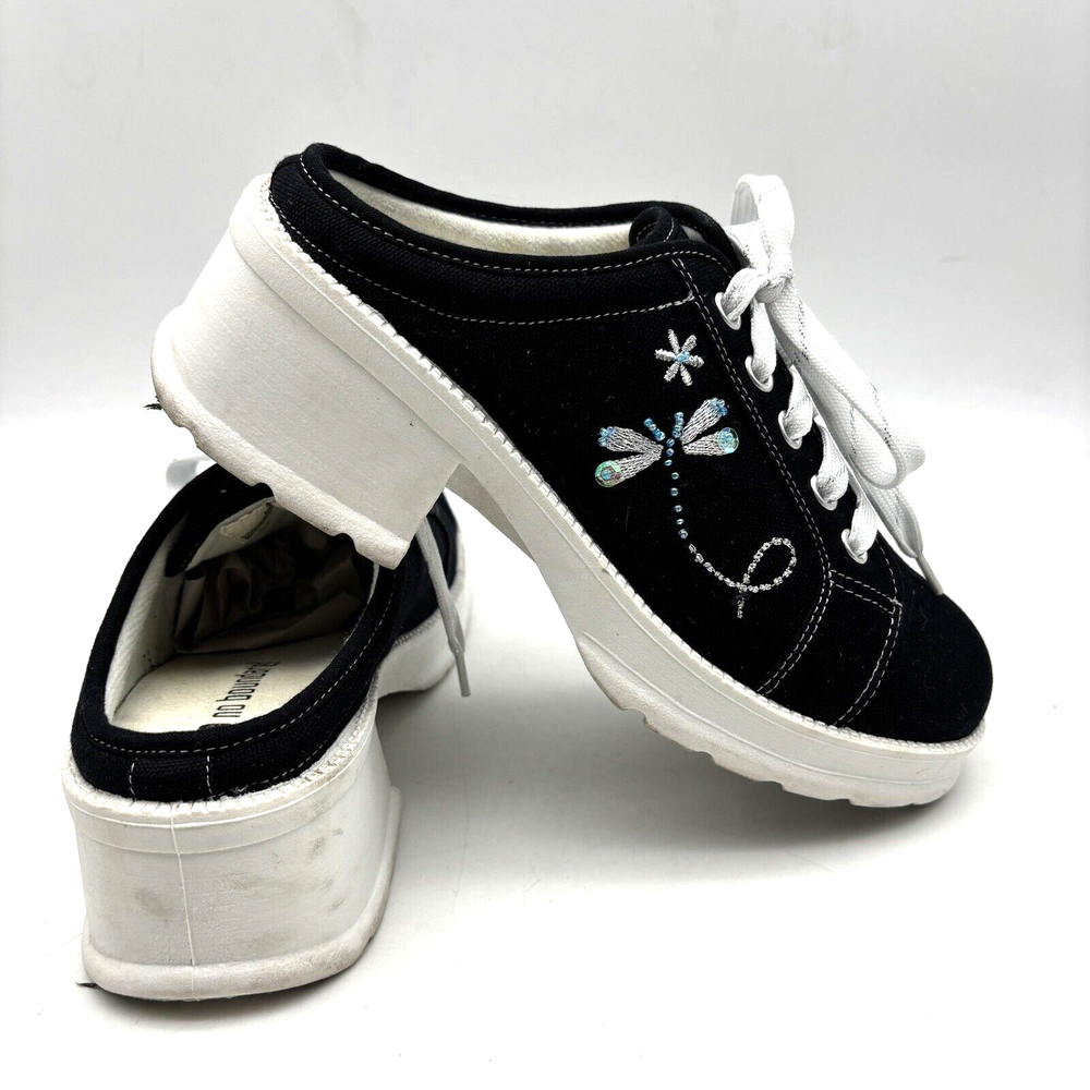 ヴィンテージ 90年代 Y2K 境界なし MICHELE オープンバックブロック ヒール プラットフォームスニーカー 8.5