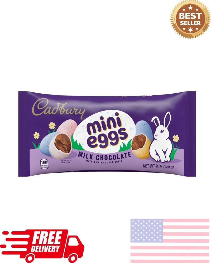 CADBURY MINI EGGS Milk Chocolate, Easter Candy Bag, 9 oz