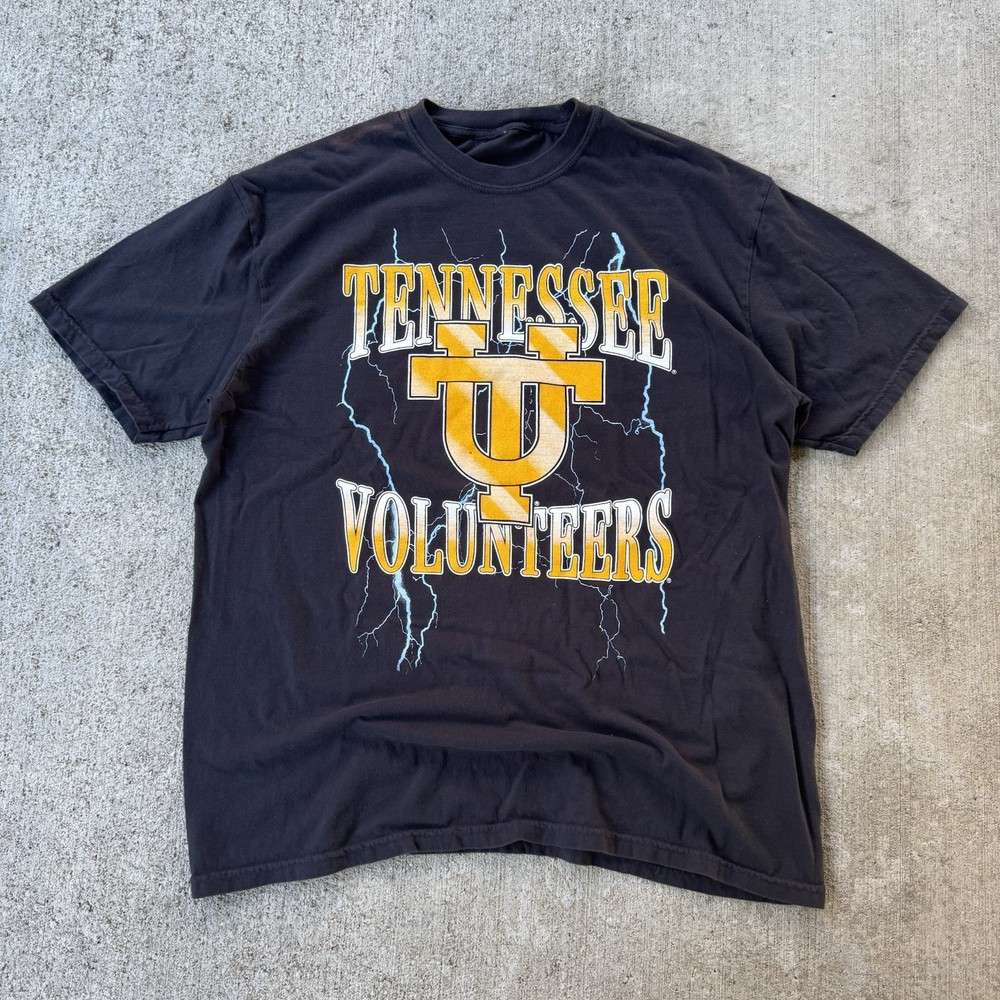 Vintage University Of Tennessee Volunteers Lightning Graphic T Shirt Black Sz XL
