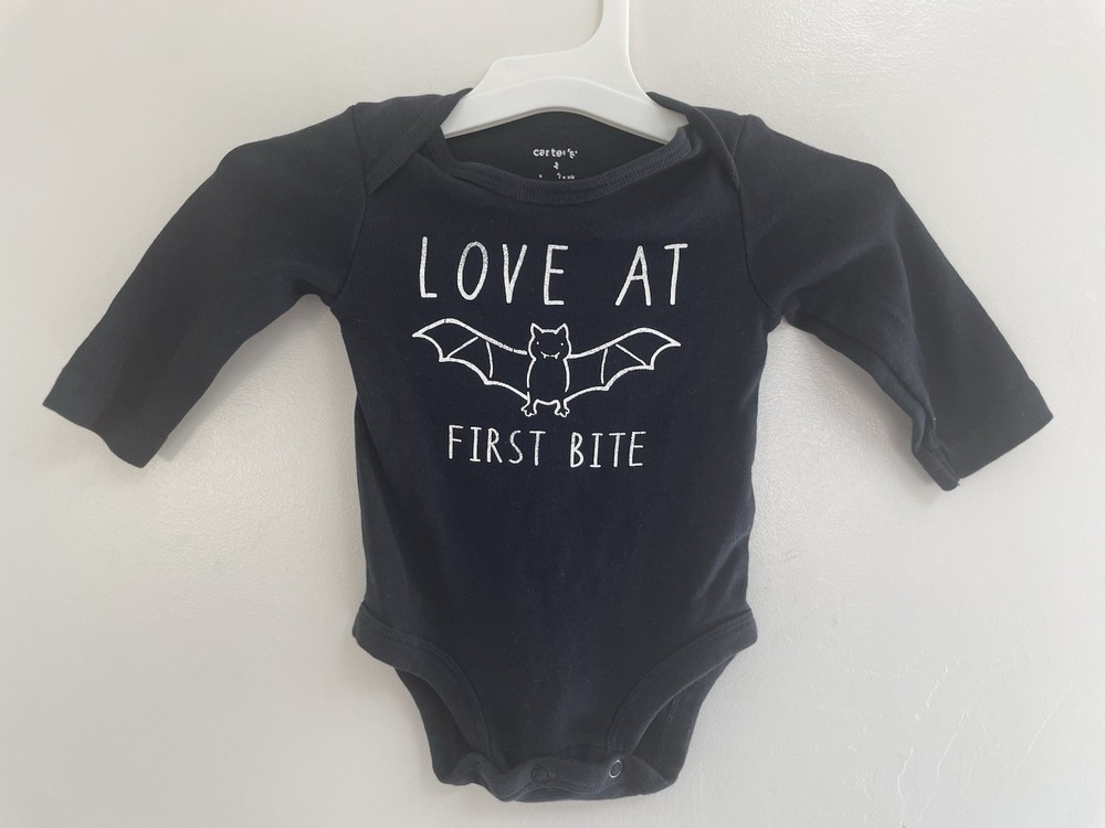 Carter's Baby Boy Girl Cute Bat Cotton Halloween Long Sleeve Bodysuit Black 3M