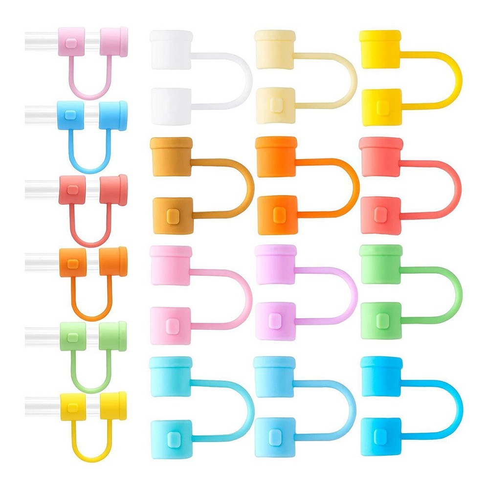 Reusable Silicone Straw Cover,Colorful Dust-Proof Straw Plug for Straws3098