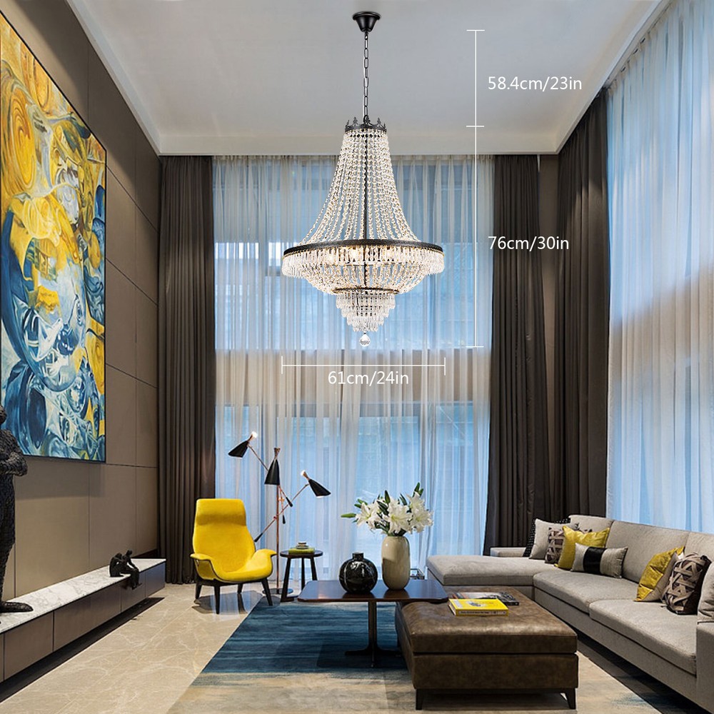 French Empire Crystal LED Chandelier for Large Foyer Ceiling Lighting