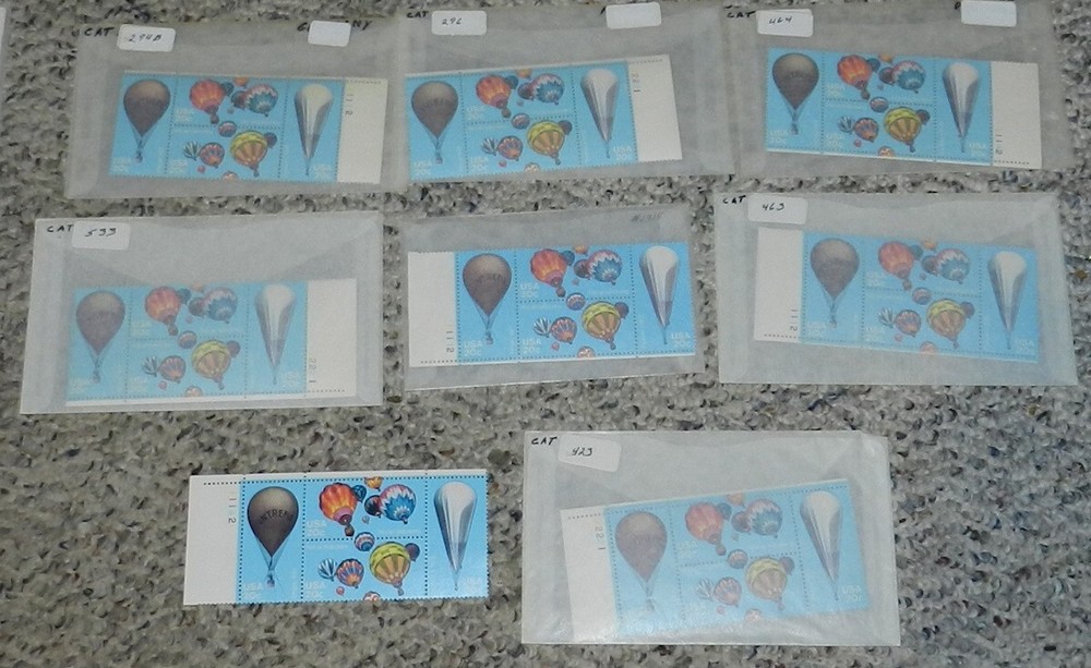 Unused Stamp lot of 8 Scott #2032 Hot Air Ballooning - 20 cent Plate Blocks