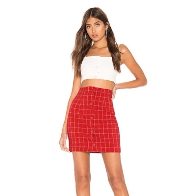 H:ours Revolve Johan Mini Skirt In Red And White Size XS