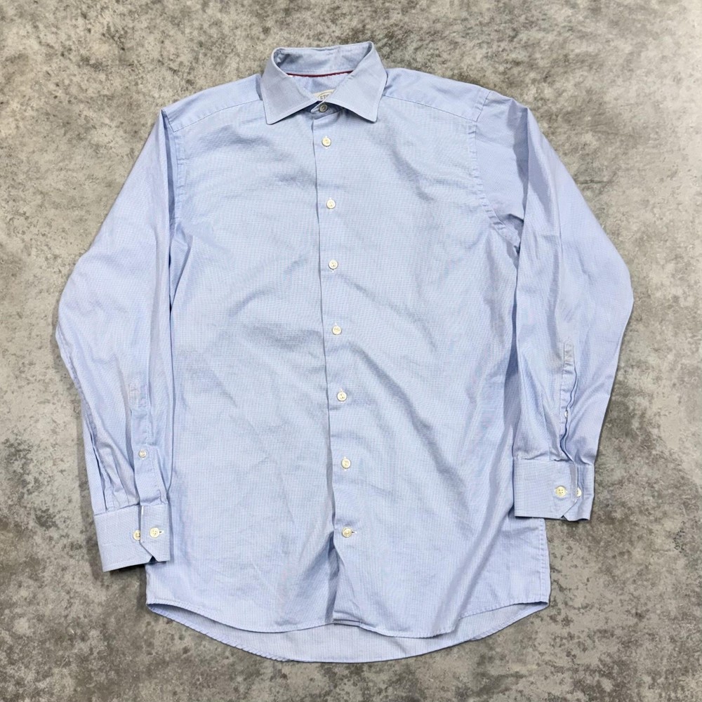 Eton Shirt Mens 15.5 39 Slim Blue Check Button Up Long Sleeve Business Dress