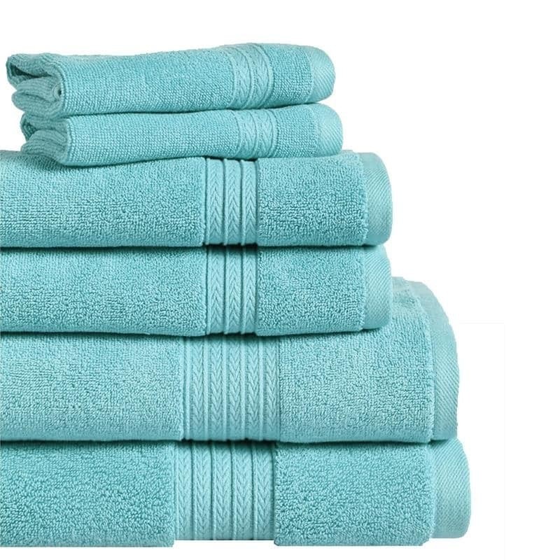 Summit 6-Piece Cotton Bath Towel Set in Seafoam Aqua