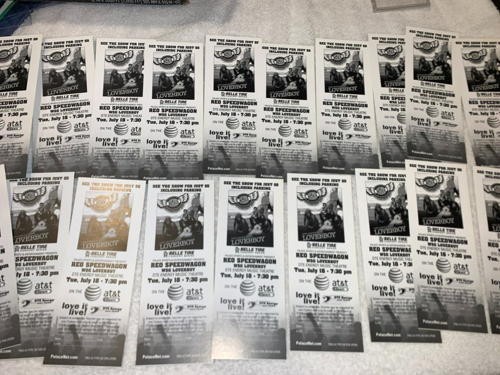 REO SPEEDWAGON LOVERBOY 19 UNUSED TICKET VOUCHER LOT DTE MUSIC THEATRE PINE KNOB-image