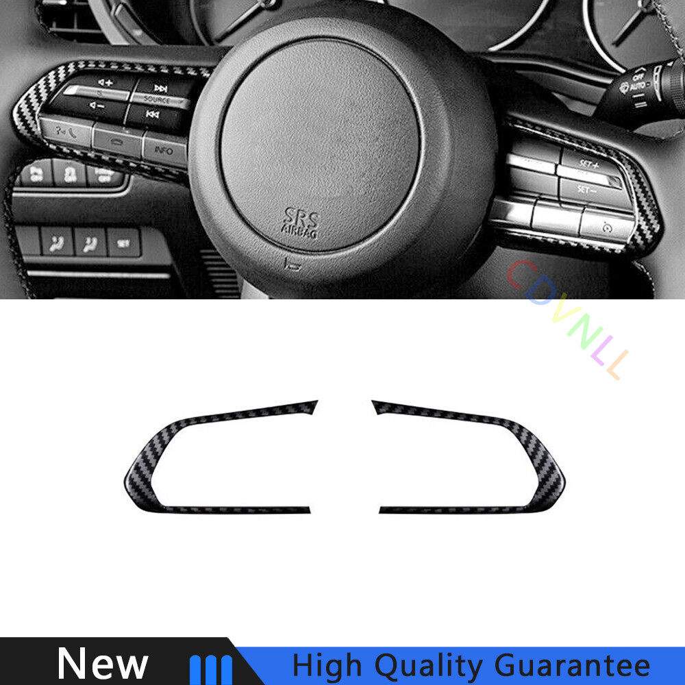 Fit For Mazda 3 Axela 2020-2021 Carbon Fiber Steering Wheel Switch Cover Trim 2*
