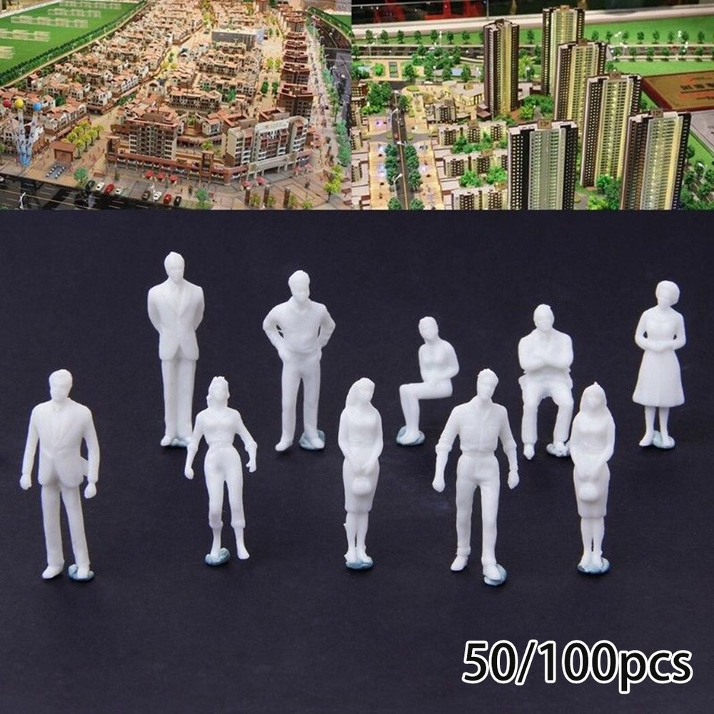 Set Unpainted 1:75 Scale Model Railway Train People Figures Gauge WHITE Hot Sale