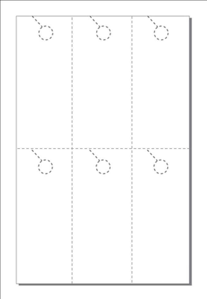 3.66 x 8.5 Door Hangers 250 Sheets 6-Up on 11x17 White Cover with Holes