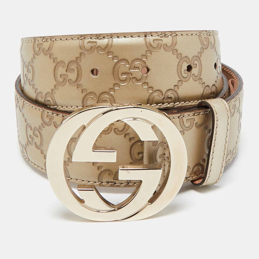 Gucci G Buckle Belt in Gold Guccissima Leather 85cm