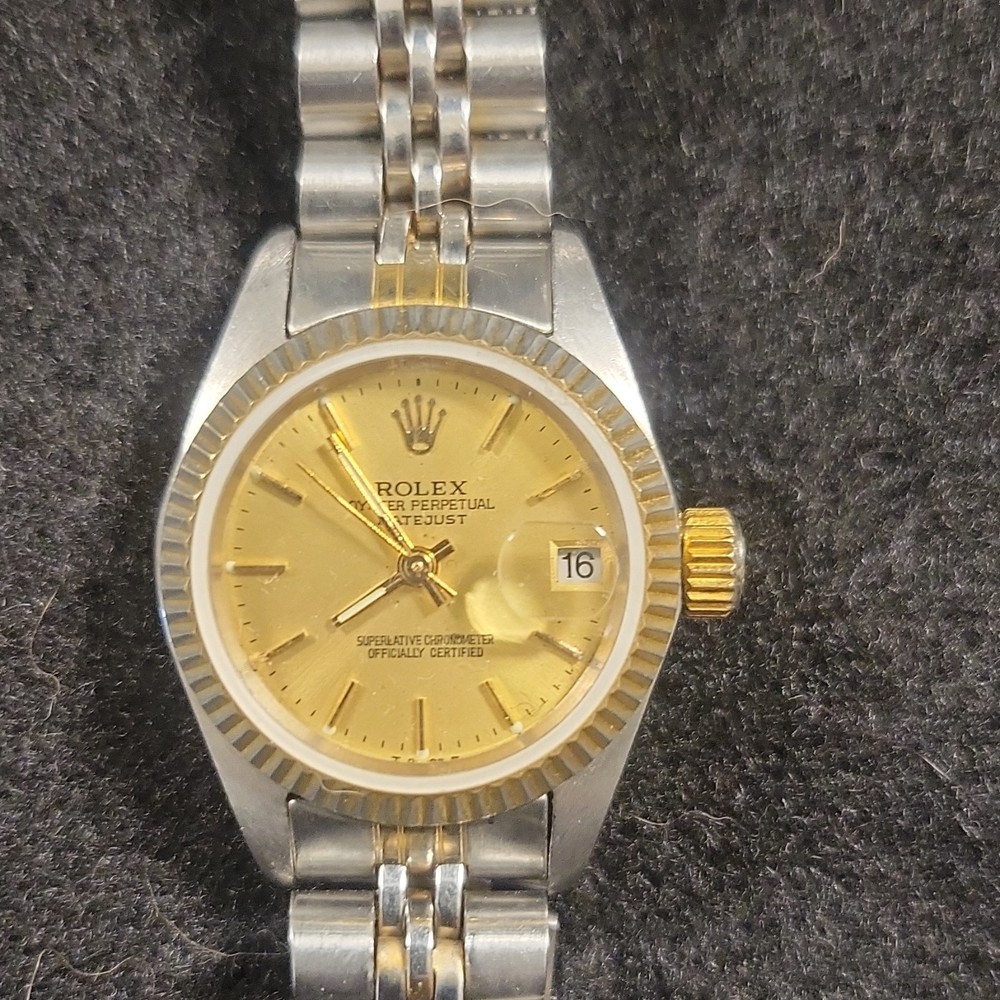 Rolex Oyster Perpetual Datejust Two-Tone Wristwatch Gold Dial Date Automatic