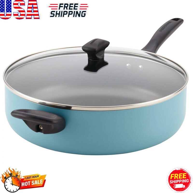 6 Qt Nonstick Jumbo Cooker Pots Dishwasher Oven Safe Durable Aluminum Aqua New
