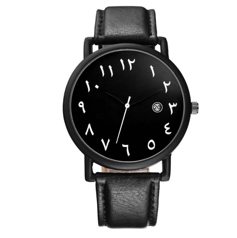High Quality Arab Tape Calendar Foreign Trade Fashion Watch with PU Strap