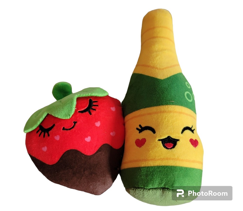 Valentines Day Gift Wine Bubbly Chocolate Strawberry Plush Set Love Couples Gift-image