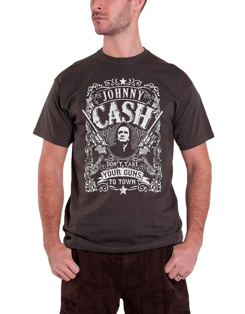 Johnny Cash Dark Grey Don't Take Your Guns To Town Official Mens T-Shirt