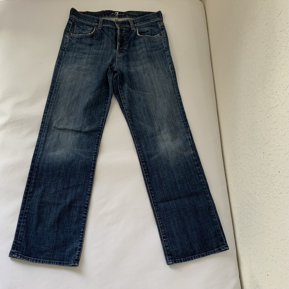 7 For All Mankind Denim Jeans Relaxed Men 30* (32x33) Button Fly Cotton Stretch