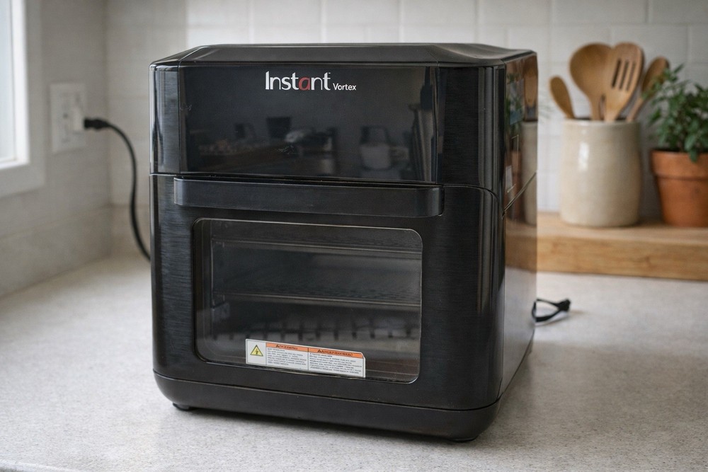 Instant Vortex 10 Qt Air Fryer Oven 1500W Black w/ Trays Tested Works Clean