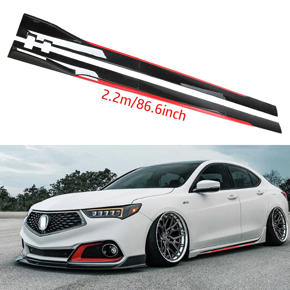 For Acura TLX Side Skirt Extension Body Kit Splitter Spoiler Glossy Black & Red