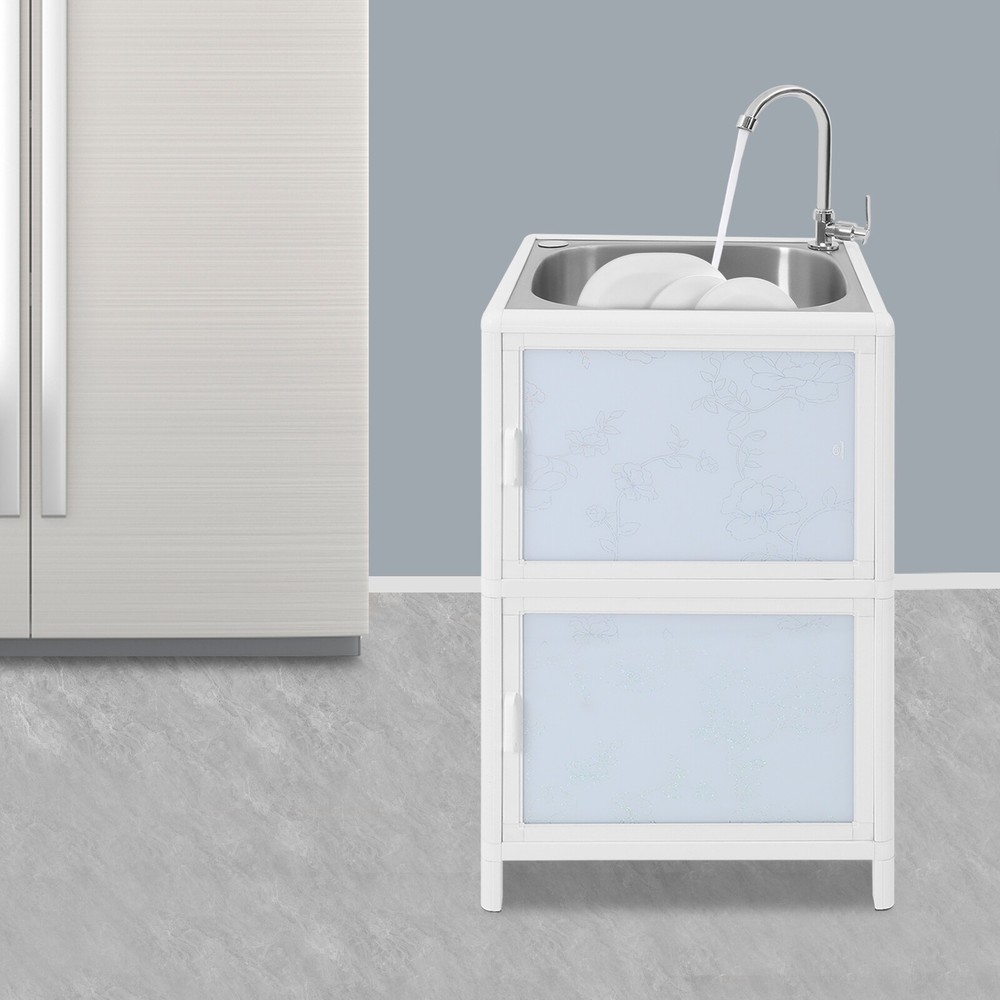 Freestanding Single Bowl Kitchen Sink with Storage Cabinet