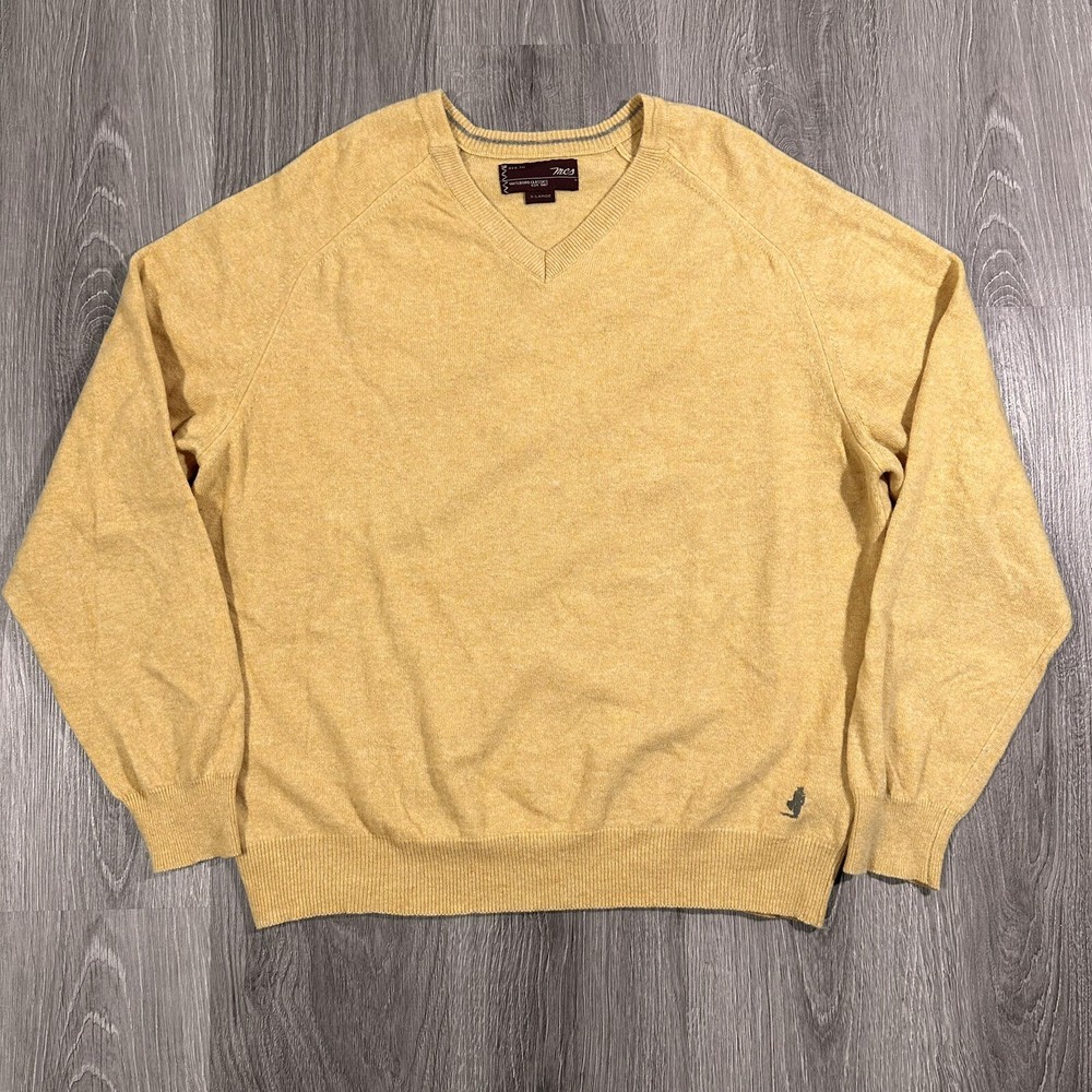 Marlboro Classics V-Neck Sweater Men’s XL Golden Yellow Heather Wool Blend MCS