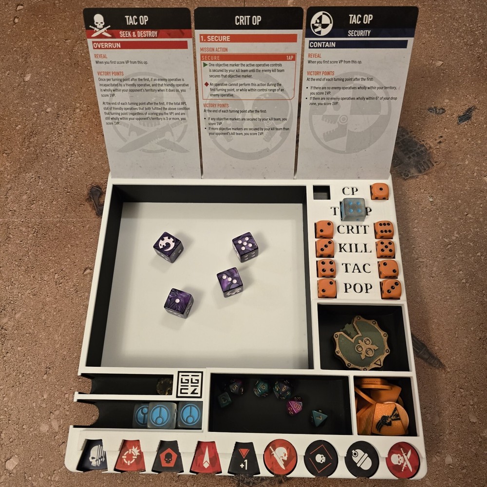 Kill Team Equipment, Cards, Dice & Token Box to fit in 4L Really Useful Box